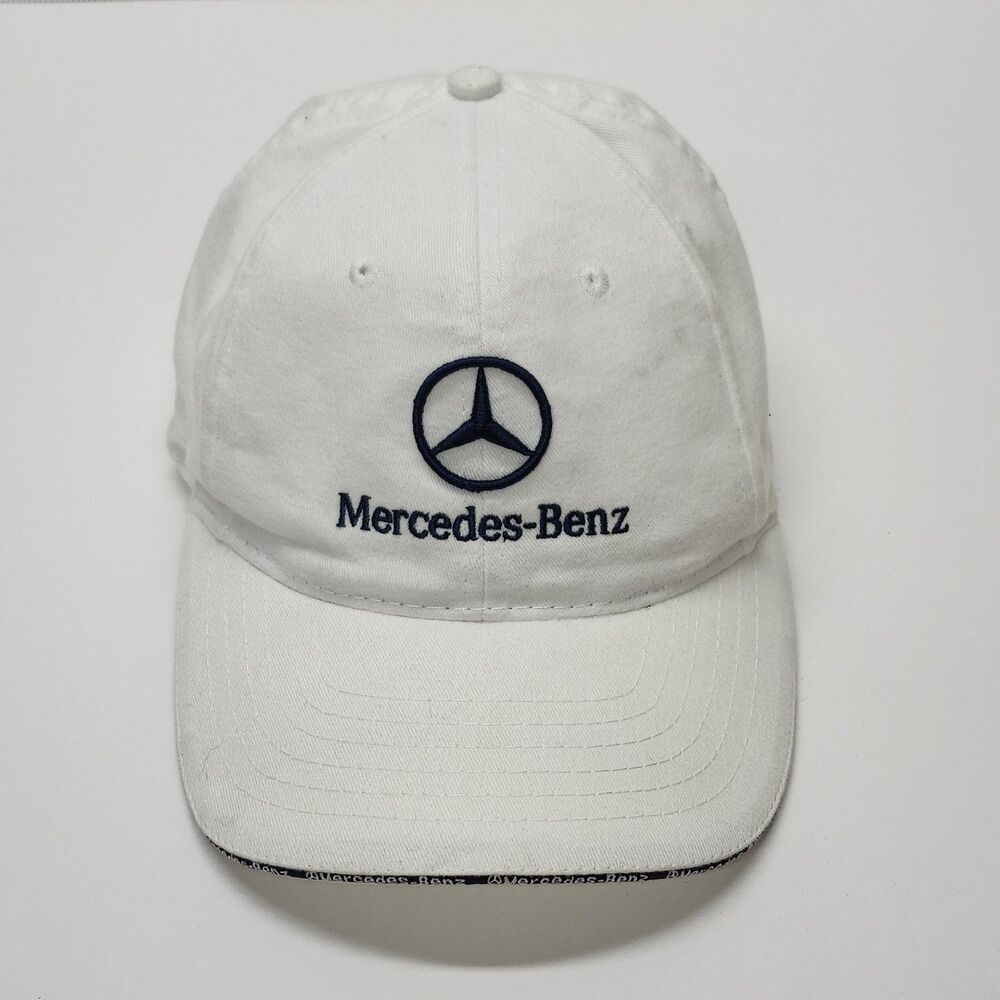 Mercedes-Benz White Baseball Cap Hat Embroidered Logo Watermark Adjustable